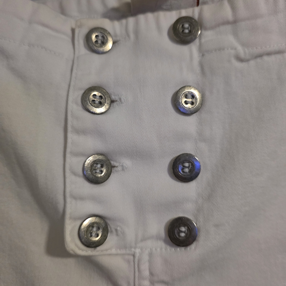 MAX B White Sailor Button Wide Leg Pants Y2K Made in Canada Size 7 - Picture 4 of 13